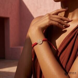 Mexican hand made red tread Saint Benedic medal  s-med -lg size Elast 00